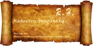 Radovics Henrietta névjegykártya